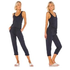 Michael Stars Black Theo Jumpsuit Sleeveless Belted Jersey Sz S Cotton Modal USA